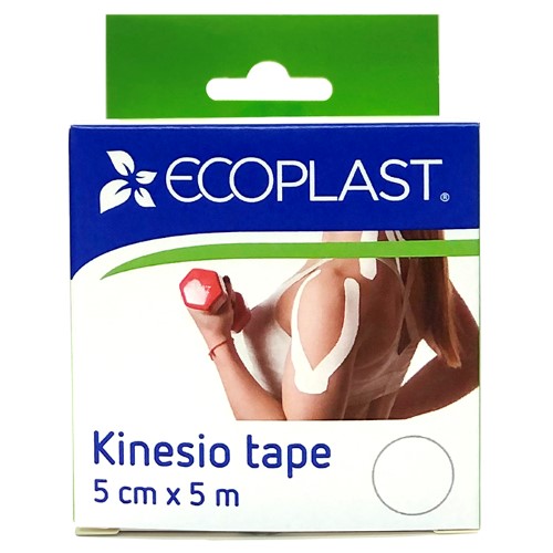 Ecoplast Kinesio tape, 5 см х 5 м, кинезио тейп, 1 шт, белый фото