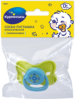 Курносики пустышка силиконовая классическая, 1 шт, цвет в ассортименте, арт. 13054 фото