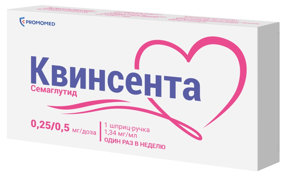 Квинсента, 0.25/0.5 мг/доза, раствор для подкожного введения, 1.5 мл, 1 шт, в комплекте с иглами 6 шт фото