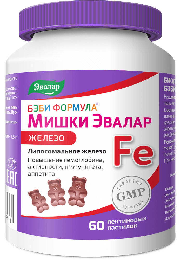 Бэби Формула Мишки Железо, пастилки жевательные, 60 шт. фото