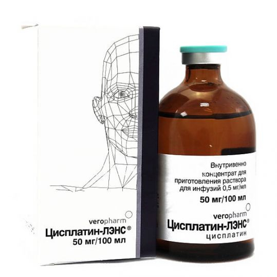 Цисплатин-ЛЭНС, 0.5 мг/мл, концентрат для приготовления раствора для инфузий, 100 мл, 1 шт. фото