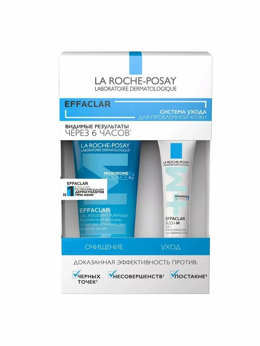 La Roche-Posay Effaclar очищающий гель 50 мл + гель-крем DUO+M 15 мл, набор, 1 шт. фото