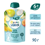 Фрутоняня детское пюре, пюре, 90 г, 1 шт, яблоко, груша, банан, персик, йогурт фото 3