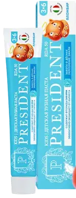 PresiDENT kids Зубная паста детская 3-6 лет 50 RDA, паста зубная, 70 г, 1 шт, пломбир фото