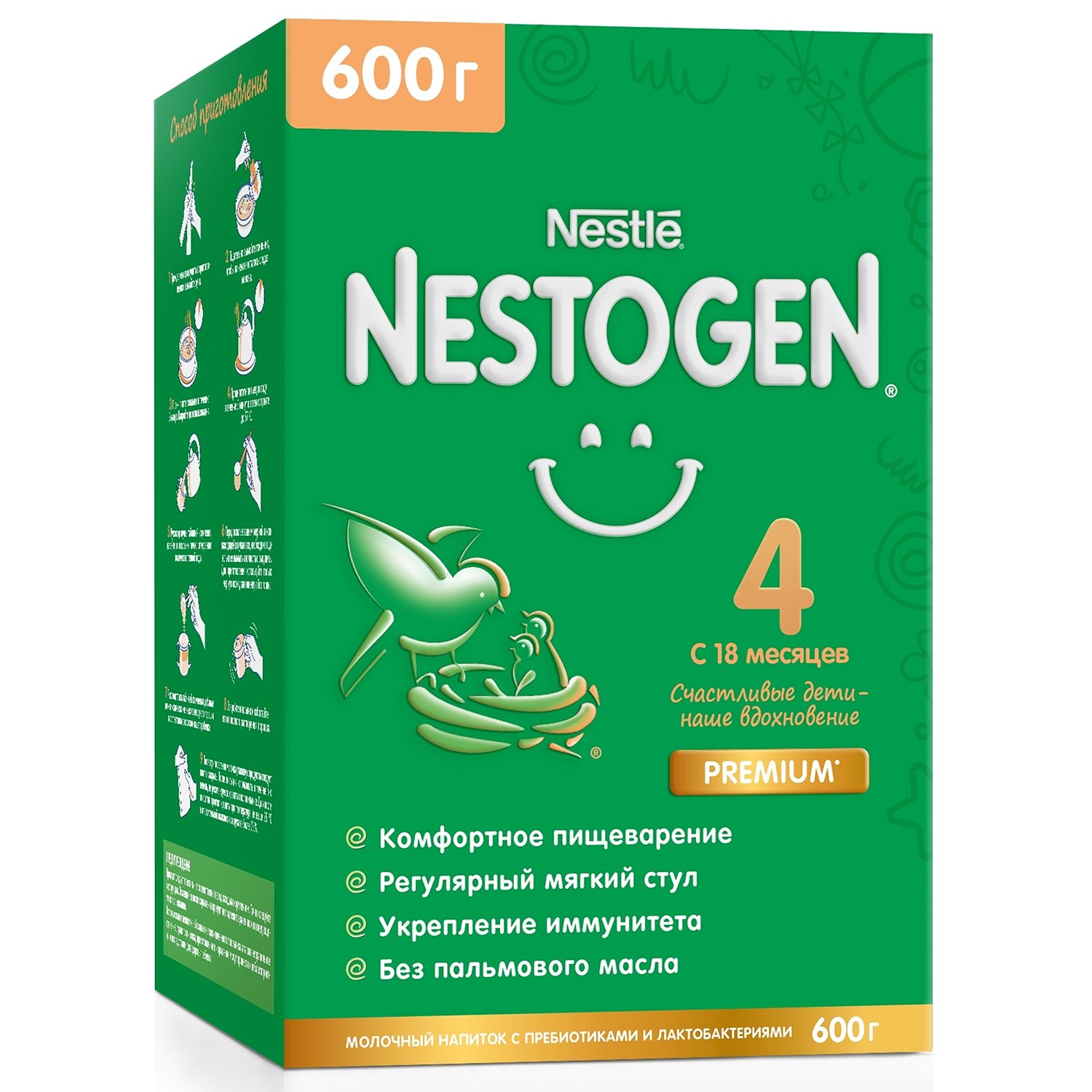 Nestogen 4 Premium, напиток молочный сухой, 600 г, 1 шт, для детей с 18 месяцев, с пребиотиками и лактобактериями фото