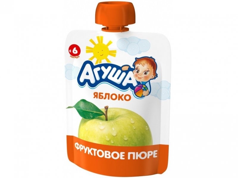 Агуша детское пюре, пюре, 90 г, 1 шт, яблоко фото