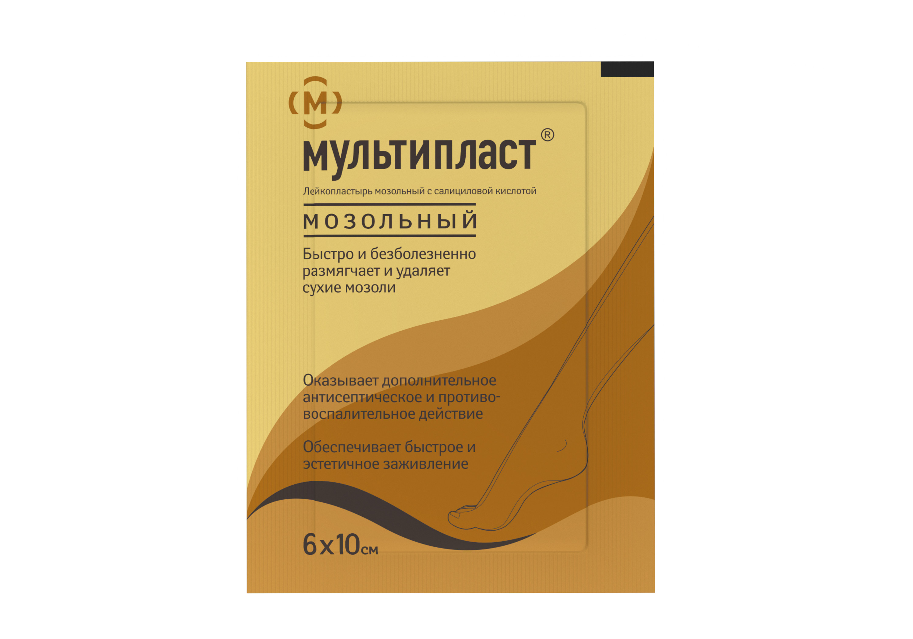 Мультипласт Лейкопластырь мозольный, 6 см х 10 см, пластырь, 1 шт. фото