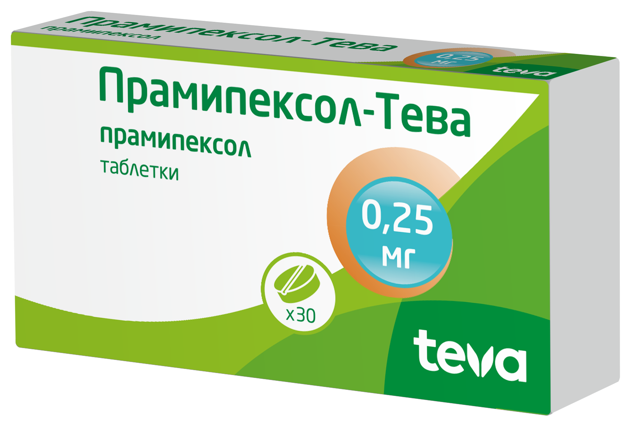 Прамипексол-Тева, 0.25 мг, таблетки, 30 шт. фото