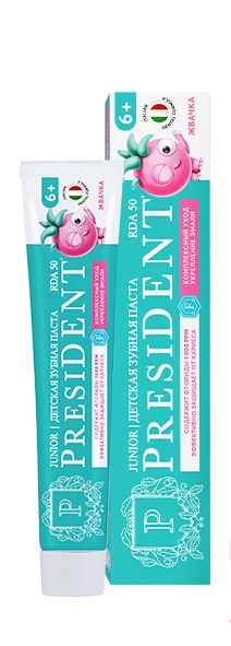 PresiDENT Зубная паста детская 6+ 50 RDA, паста зубная, 43 г, 1 шт, со вкусом жвачки (бабл гам), с фтором фото