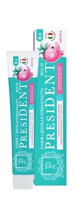 PresiDENT Зубная паста детская 6+ 50 RDA, паста зубная, 43 г, 1 шт, со вкусом жвачки (бабл гам), с фтором фото