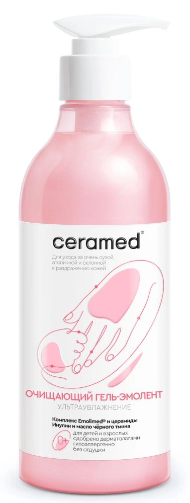 Ceramed гель-эмолент очищающий для особо чувствительной очень сухой склонной к раздражению кожи, гель, 400 мл, 1 шт. фото