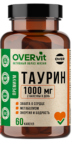 OVERvit Таурин, 500 мг, капсулы, 60 шт. фото