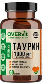 OVERvit Таурин, 500 мг, капсулы, 60 шт. фото