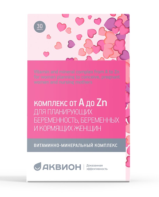 Витаминно-минеральный Комплекс от A до Zn для женщин, 885 мг, таблетки, 30 шт, для планирующих беременность беременных и кормящих фото