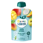 Фрутоняня детское пюре, пюре, 90 г, 1 шт, яблоко + манго + йогурт фото