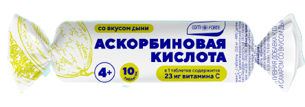 ComForte Аскорбиновая кислота с сахаром и глюкозой, 3 г, таблетки, 10 шт, со вкусом дыни фото