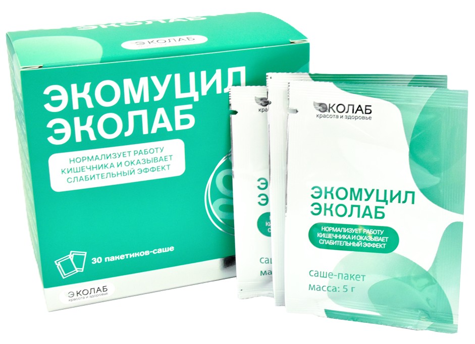 Экомуцил ЭКОлаб, порошок для приготовления раствора для приема внутрь, 5 г, 30 шт. фото