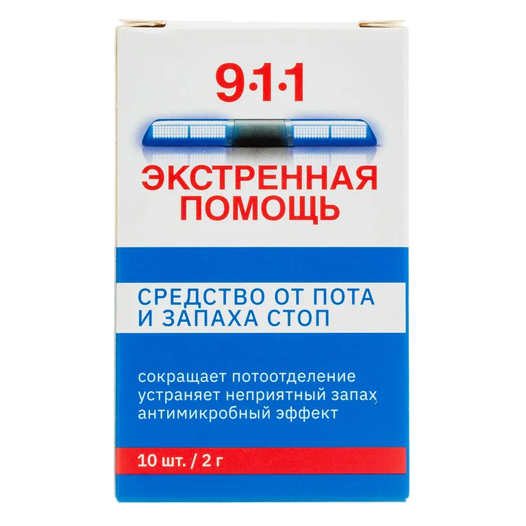 911 Экстренная помощь средство от пота и запаха стоп, порошок, 2 г, 10 шт. фото