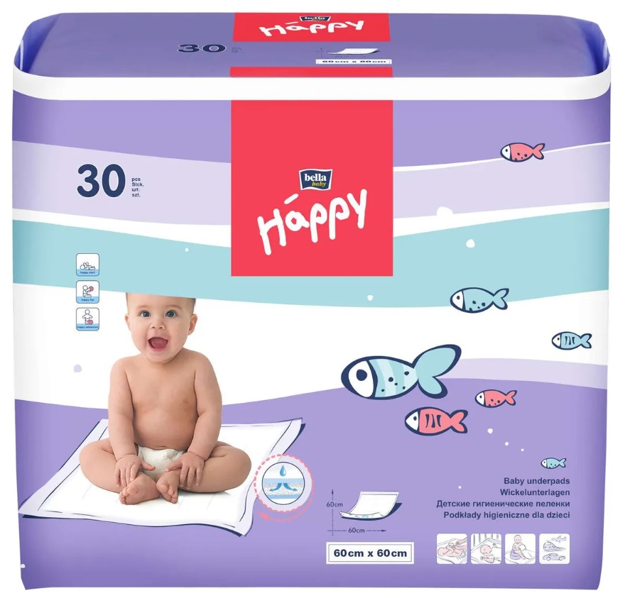 Bella baby Happy Пеленки детские впитывающие, 60 х 60 см, 30 шт. фото