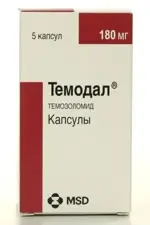 Темодал, 180 мг, капсулы, 5 шт. фото 