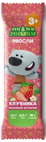 Ми-ми-мишки Батончик злаковый, 24 г, 1 шт, клубника фото