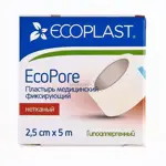 Ecoplast Ecopore Пластырь фиксирующий, 2.5х500 см, 1 шт, нетканая основа фото 