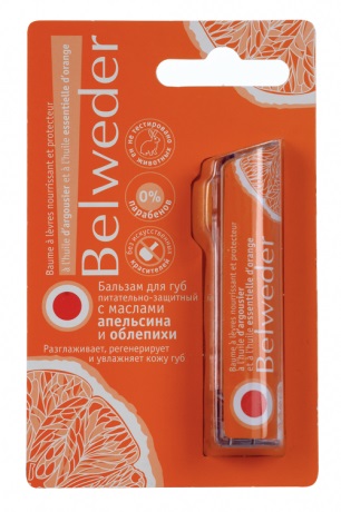 Belweder Бальзам для губ питательно - защитный с масломи апельсина и облепихи, бальзам для губ, 4 г, 1 шт. фото
