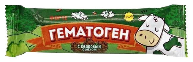 Гематоген Форте, плитка, 40 г, 1 шт, с кедровым орехом фото