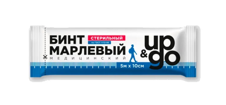 UP&GO Бинт марлевый медицинский стерильный, 10 см х 5 м, 1 шт. фото