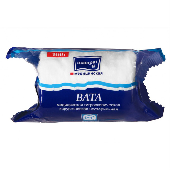 Matopat Вата хирургическая нестерильная, 100 г, 1 шт. фото