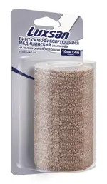 Luxsan Бинт эластичный самофиксирующийся на полипропиленовой основе, 10 см х 4 м, бинт эластичный, 1 шт, бежевый фото