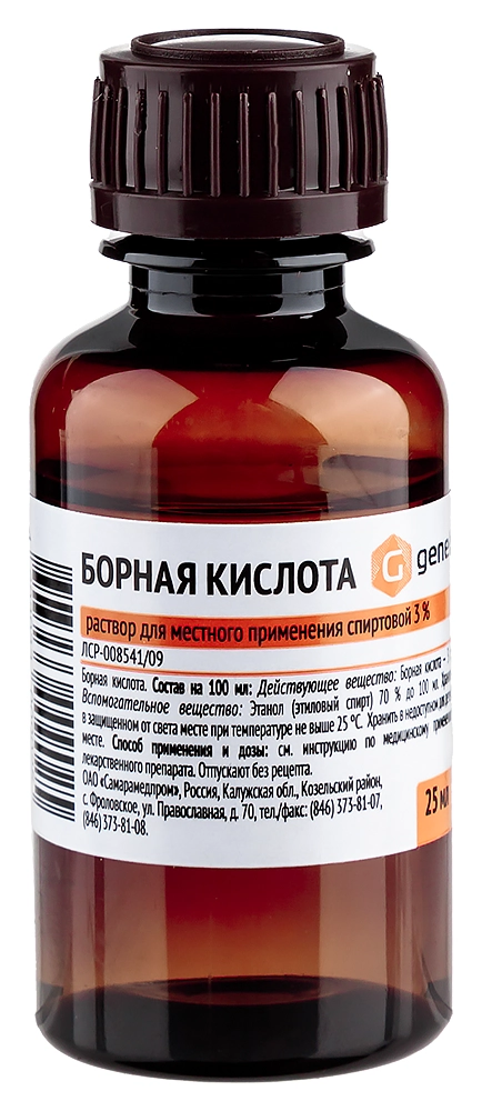 Борная кислота, 3%, раствор для наружного применения спиртовой, 25 мл, 1 шт. фото