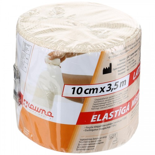 Lauma Бинт эластичный медицинский, 10 см х 3.5 м, 1 шт, с двумя фиксаторами, высокой растяжимости фото