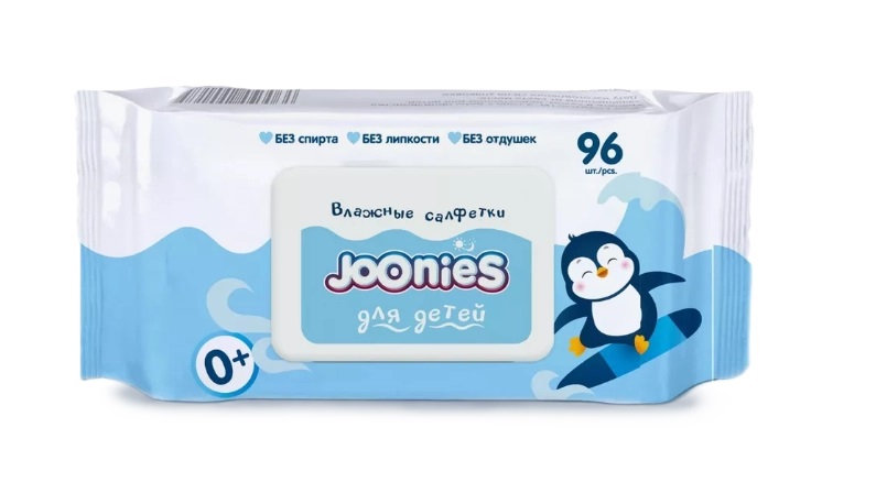 Joonies Cалфетки влажные детские, салфетки влажные, 96 шт, с крышкой фото