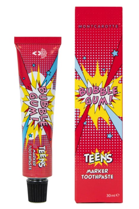Montcarotte Teens Паста-маркер зубная для детей с 7 лет, паста зубная, 30 мл, 1 шт, бабл гам фото