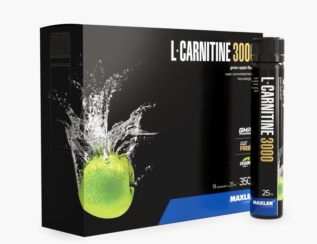 Maxler Л-Карнитин 3000, жидкость для приема внутрь, 25 мл, 14 шт, зеленое яблоко фото