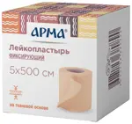 Арма Лейкопластырь фиксирующий, 5 см х 500 см, 1 шт, телесный, тканевая основа фото