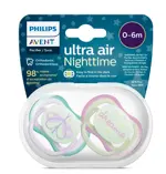 AVENT Ultra Air Пустышка силиконовая ортодонтическая ночная с футляром, 2 шт, 0-6 мес, арт. SCF376/19 фото 2