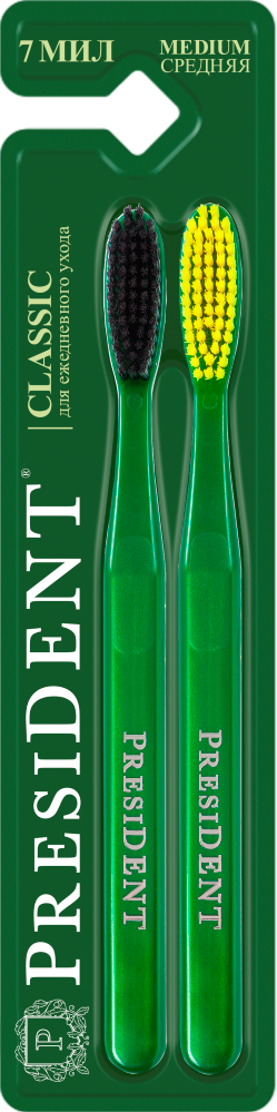 PresiDENT Classic, щетка зубная, 2 шт, средней жесткости фото