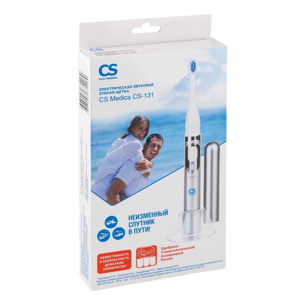 CS Medica CS-131 Электрическая зубная щетка звуковая, 1 шт, 2 насадки фото