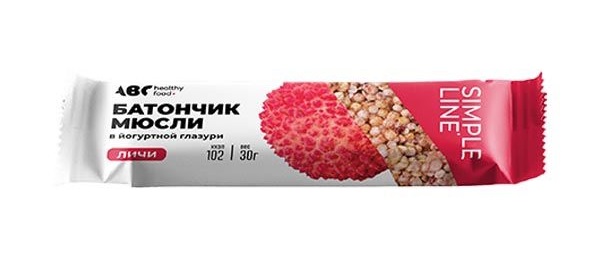 АВС Хэлси Фуд Батончик-мюсли в йогуртовой глазури, 30 г, 1 шт, личи фото