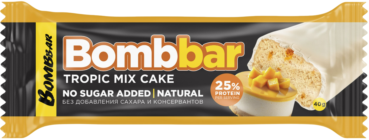 Bombbar Батончик глазированный, батончик, 40 г, 1 шт, торт тропический микс фото