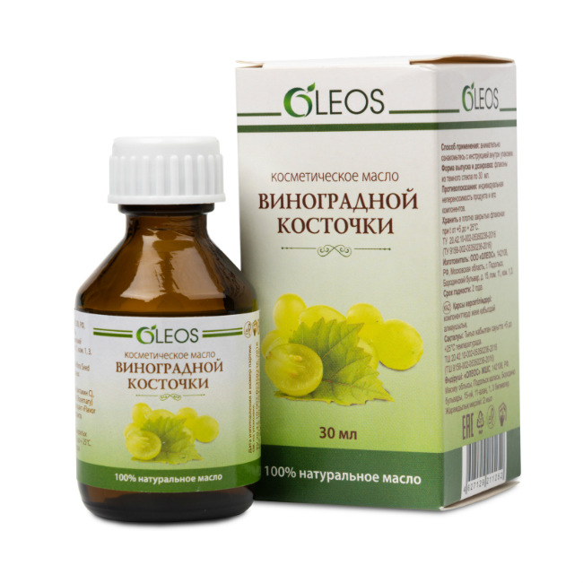Oleos Масло Виноградной косточки, масло косметическое, 30 мл, 1 шт. фото