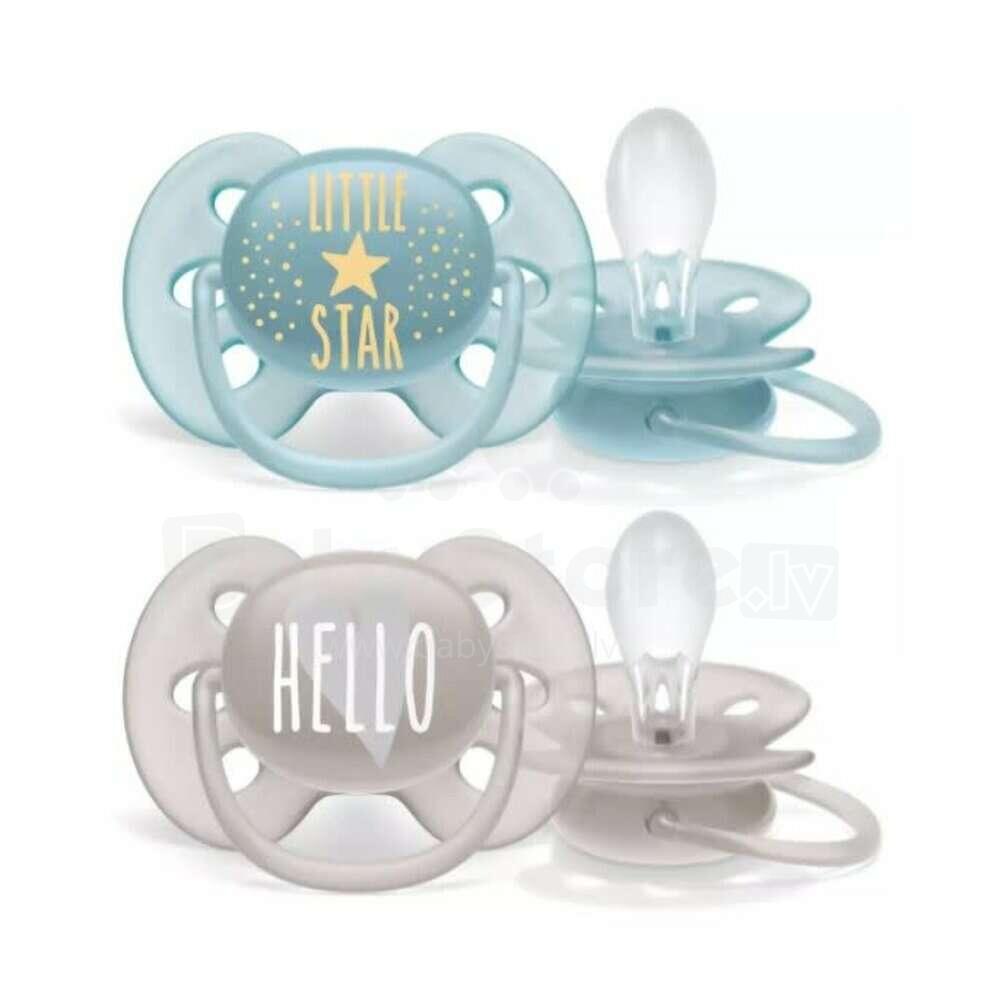 AVENT Ultra Soft Пустышка силиконовая, 2 шт, 6 - 18 мес, арт. SCF223/01, для мальчиков фото