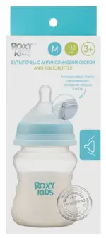 Roxy-kids Бутылочка с антиколиковой соской, 3+ мес, 160 мл, 1 шт, средний поток, арт. RBTL-002 фото