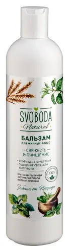 Svoboda natural бальзам-ополаскиватель для жирных волос экстракт мелиссы экстракт крапивы протеины пшеницы, бальзам-ополаскиватель, 430 мл, 1 шт. фото