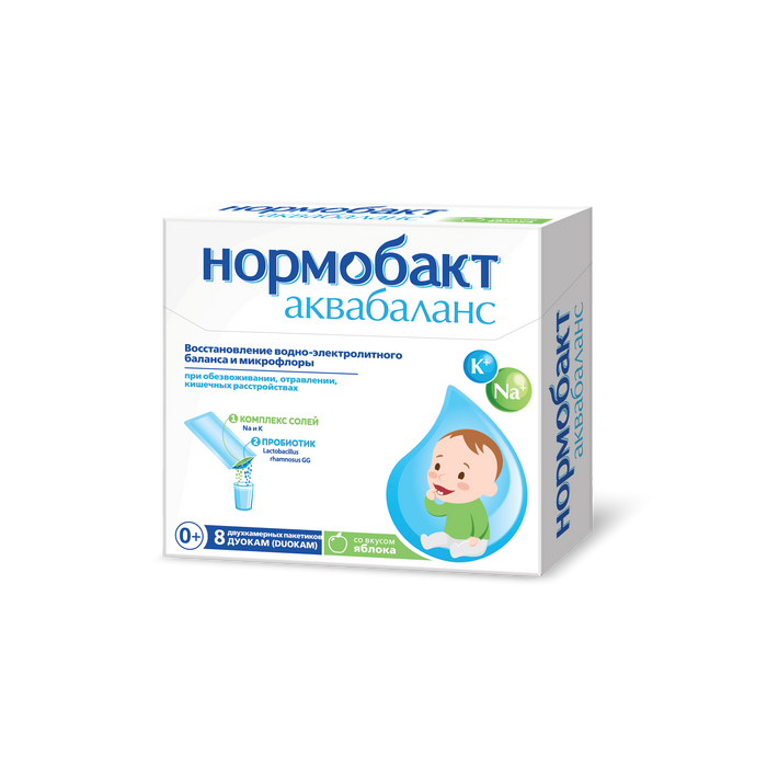 Нормобакт аквабаланс, порошок для приготовления раствора для приема внутрь, 8 шт, яблоко фото