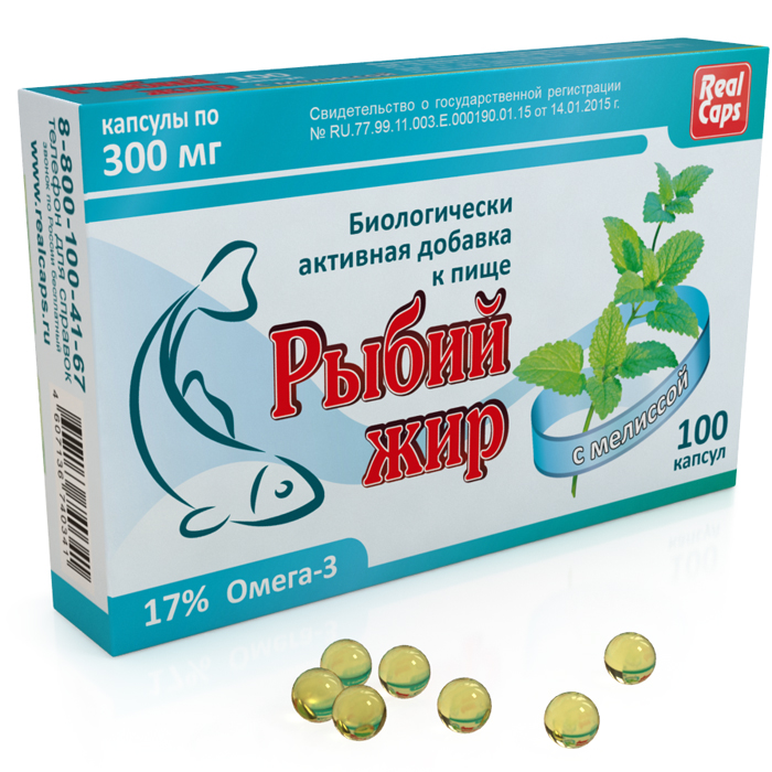 RealCaps Рыбий жир с мелиссой, 300 мг, капсулы, 100 шт. фото