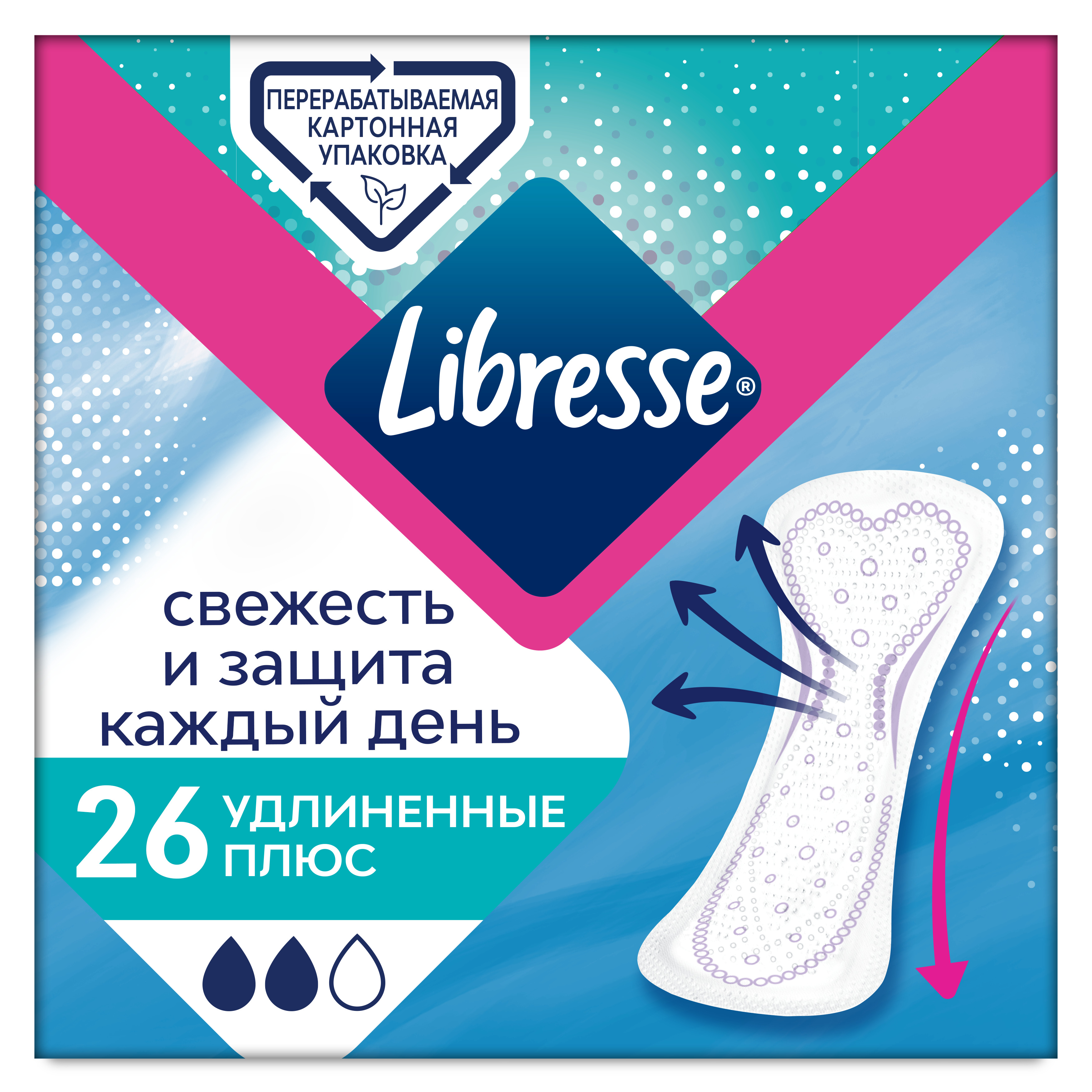 Libresse Dailyfresh plus Прокладки ежедневные, прокладки ежедневные, 26 шт, удлиненные фото