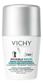 Vichy Invisible Resist Дезодорант-антиперспирант против белых и желтых пятен 72 ч, ролик, 50 мл, 1 шт. фото